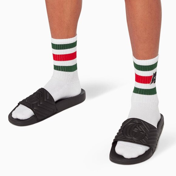 NEW GUCCI Men’s GG Matelasse Quilted Slides Sandals 11 G US 11.5 $495 Authentic - Picture 3 of 12